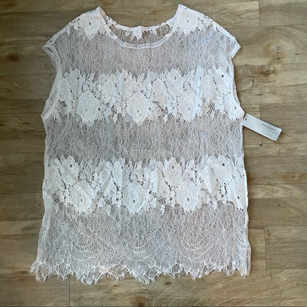 Modern movement sheer lace top